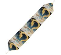 Dragon Rainbow Bridge Table Runner for Dining Table, Short Plush Runners Washable & Durable Tablerunner Modern Home Decor for Wedding, Kitchen, Holiday 178*33cm