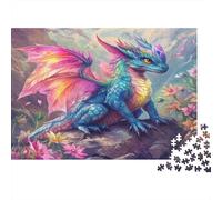 Dragon,Rainbow Colored Fur Puzzle 52x38cm/1000pcs Erwachsene Puzzle,Home Decor