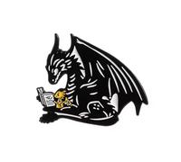 Dragon Reading Book Enamel Pin Fantasy Literature Lover Gothic Creature Lapel Pin 2.5cm x 3cm