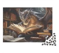 Dragon Reading Book-Fantasy Dragon Fantasy Art Jigsaws 1000 Pieces for Adults with Whimsies Pieces Jigsaws for Adults for Cognitive Exercise As Rainy Day Activities 38x26cm/1000pcs