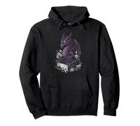 Dragon Reading Book Floral Cottagecore Fantasy Pullover Hoodie