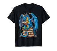 Dragon Reading Books Graphic Fantasy Book Lover T-Shirt