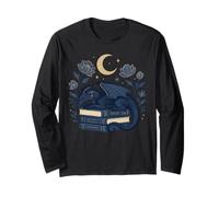 Dragon Reading Under Moon Fantasy Art Long Sleeve T-Shirt