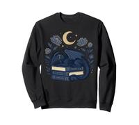 Dragon Reading Under Moon Fantasy Art Sweatshirt