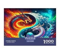 Dragon Recycled Paper 1000 Pc Puzzle for Adults Kids -Dragon Pair Yin-yang Fire Water Mystical Fun Present & Activity for Home Great Gift Idea52x38cm/1000pcs