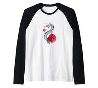 Dragon Red Circle Fire Ball Raglan Baseball Tee