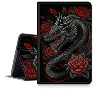Dragon Red Roses Case for Samsung Galaxy Tab A7 10.4-Inch 2020 (SM-T500/T505/T507), PU Leather Cover with Multi- Viewing Angles Folding Stand for Galaxy Tab A7 2020