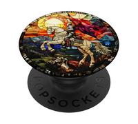 Dragon Rider Warrior on White Horse Fantasy Art PopSockets Adhesive PopGrip