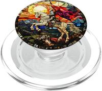 Dragon Rider Warrior on White Horse Fantasy Art PopSockets PopGrip for MagSafe