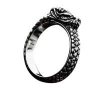 Dragon Ring for Men - Creative Mens Black Titanium Ring Dragon Head Rings | Stainless Steel Retro Style Unique Mens Jewelry Ancient Scale for Adults Men