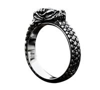 Dragon Ring for Men - Creative Mens Black Titanium Ring Dragon Head Rings | Stainless Steel Retro Style Unique Mens Jewelry Ancient Scale for Adults Men