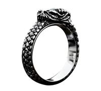 Dragon Ring for Men - Creative Mens Black Titanium Ring Dragon Head Rings | Stainless Steel Retro Style Unique Mens Jewelry Ancient Scale for Adults Men