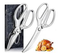DRAGON RIOT Kitchen Scissors Set - 2pcs Kitchen Shears for Food, Silver Cooking Meat Scissors, Multipurpose Poultry Shears, Japanese Food Scissor