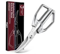 DRAGON RIOT Professional Kitchen Scissors - Heavy Duty Silver Japanese Stainless Steel Poultry Shears, Dishwasher Safe for Easy Cleaning, Effortlessly Cuts Through Crab, Bones and Meat, Gift for Men