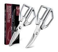DRAGON RIOT Professional Kitchen Scissors Set - Heavy Duty Silver Japanese Stainless Steel Poultry Shears, Dishwasher Safe for Easy Cleaning, Effortlessly Cuts Through Crab and Meat, Gift for Men
