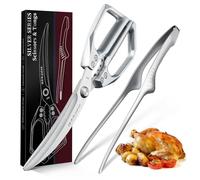 DRAGON RIOT Professional Kitchen Scissors Set - Heavy Duty Silver Japanese Stainless Steel Poultry Shears, Dishwasher Safe for Easy Cleaning, Effortlessly Cuts Through Crab and Meat, Gift for Men