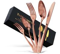 DRAGON RIOT Rosegold Cutlery Set for 4 People, Stainless Steel Spoon Knife and Fork Sets, Mirror Polished Tableware Silverware Set, Ideal for Home/Party/Restaurant