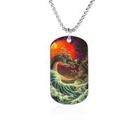 Dragon Rising Blacklight Rocker Pendant Necklace Hip Hop Chains Statement Choker for Women Men