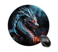 Dragon Round Mouse Pad 7.8 Inch, Portable Gaming Mouse Mat with Non-Slip Rubber Base & Smooth Surface, Waterproof Mousepad for PC, Laptop, Computer, Office, Home