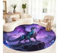 Dragon Round Rug 80cm, Dragon Round Rug, Small Non-Slip Circle Rugs for Kids Room Game Room Coffee Table Home Decor