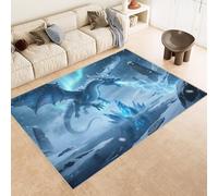 Dragon Rugs for Living Room 3D Printed Animal Flame Rug 80x120 cm Faux Cashmere Fluffy Rug Anti-Slip Stain-Resistant Machine/Vacuum Washable Carpet for Hallway Breakfast Nook Under the Table