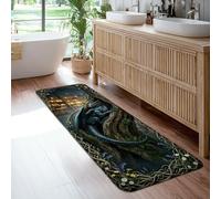 Dragon Runner Rug, Fantasy Mystical Tree Bookshelf None Blue Low Pile Sponge Edge Binding Home Rectangle Carpet for Kitchen Entryway Bedside Laundry Decor 2x6 Ft