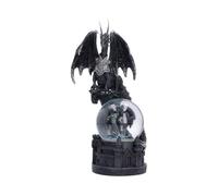 Dragon’s Dominion Black Dragon Snow Globe with Castle Base 20cm | Hand-Painted Dragon Snow Globe with Armoured Dragon Interior and Gothic Castle Base