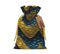 Dragon Scale print Drawstring Gift Bag for Wedding Party Birthday Unique Present Bag Reusable Canvas Bag,1 Piece M