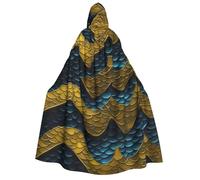 Dragon Scale print Halloween Hooded Robe Cloak for Adult Men Women Wizard Vampire Knight Fancy Cool Cape Costume