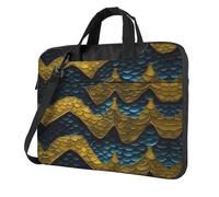 Dragon Scale Print Laptop Bag, Adjustable Shoulder Strap and Hidden Handle, Simplify Your Everyday, Black/White, 15.6 inch