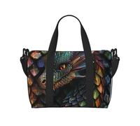 Dragon Scale Printed Travel Bag Duffle Bag for Men Women, Large Water Resistant Gym Bag Weekend Holdall Bag with Shoulder Strap