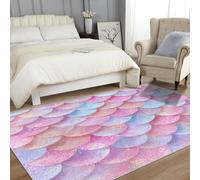 Dragon Scale Rugs Living Room, Extra Large Rug, Low Pile Rug Non Slip, Machine Washable, Area Rugs for Living Room, Pink Girl Home Decor Floor Carpets, 200x300 cm