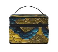 Dragon Scales Print Travel Portable Makeup Case Versatile Zipper Makeup Bag Polyester Black One Size Black One Size, Black/White, One Size