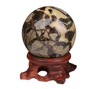 Dragon Septarian Stone Quartz Crystal Sphere with Stand Gemstone Ball Sculpture Figurine Ornament for Feng Shui Divination Tabletop Decoration,6~7cm