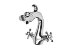 Dragon Shape Silver Two-Handle One Hole Bathroom Sink Mixer Tap, NPT3/8'' Deck Mount Lavatory Hot and Cold Water Faucet 32-176℉