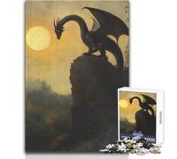 Dragon Silhouette at Sunset 1000 Piece Puzzle For Adults Play And Learn Smart Activity Unique Heartfelt Celebration Gift Size 38x26cm