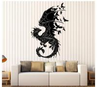 Dragon Silhouette Vinyl Wall Stickers Birds Fantasy Fairytale Gothic Abstract Wall Sticker Decor Living Room Art Decal 28X42cm