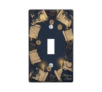 Dragon Single Light Switch Cover Plate, Fantasy Adventure Map Candle None Dark Blue Plastic Standard Size Decorative Wall Plates for Home Living Room Bedroom Bathroom Decor (Single)