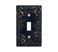 Dragon Single Light Switch Cover Plate, Fantasy Gothic Snake Frame None Black Plastic Standard Size Switch Plate Decorative for New Apartment Home Bedroom Office Decor (Single)