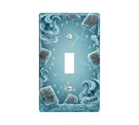 Dragon Single Light Switch Cover Plate, Fantasy Mystical Ice Runes Winter Blue Plastic Standard Size Switch Plate Decorative for Living Room Bedroom Home Office Decor (Single)