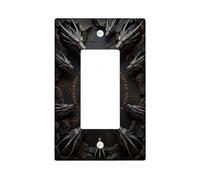 Dragon Single Rocker Light Switch Cover, Fantasy Gothic Stone Crack None Black Plastic Standard Size Decorative Wall Plates for New Apartment Home Bedroom Office Decor