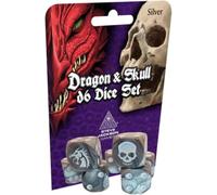 Dragon & Skull Dice Pack Silver | Custom Dice, Perfect for use with Steve Jackson Games, DND, RPGs, Tabletop Games, and Role-Playing Adventures