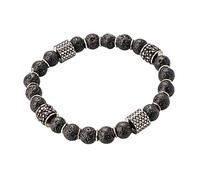 Dragon Slayer Bracelet, Volcanic Rock, Black, Dragon Skin Design, Men's, Italian Artisan Crafted, Adult, 33g