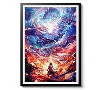 Dragon Slayer Print, Modern Anime Illustration, Mythical Warrior Wall Art Decor, Poster for Gift, Archival Matte, A4 (Print Only) - 29.7x21cm