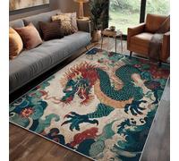 Dragon Small Rugs 50x80cm, Chinese Japanese Rug, Anti Slip Rubber Area Rugs, Washable Soft Short Pile, Bedroom Decor Carpet, Patterned Home Decor A(485)