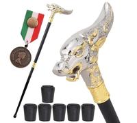 Dragon Soaring Cloud Hiking Cane, British Style Metal Walking Stick, Creative Fashion Luxury Cane for Young People, Handsome Outdoor Staff(Gold)