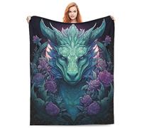 Dragon Soft Cozy Flannel Throw Blanket for Girls, Funny Dragon Throw for Couch, Bed, Dorm - 80"x60"