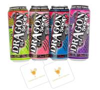 Dragon Soop Mixed Flavour 4 Pack Cans 500ml | 7.5% ABV Caffeinated Alcoholic Drink | Includes 2x Celebration Spirits Beer Mats
