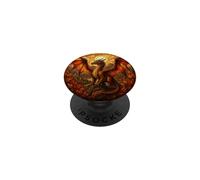 Dragon Stained Glass Fall Fantasy Castle Aesthetic Art PopSockets Adhesive PopGrip