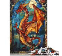 Dragon Stained Glass Puzzle Jigsaws 500 Pieces for Adults Puzzles for Adults Puzzling for Gift 500pcs (52x38cm)